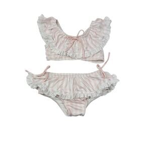 Wildling Well Dressed Wolf Pink Striped Bikini Swimsuit, Size 6